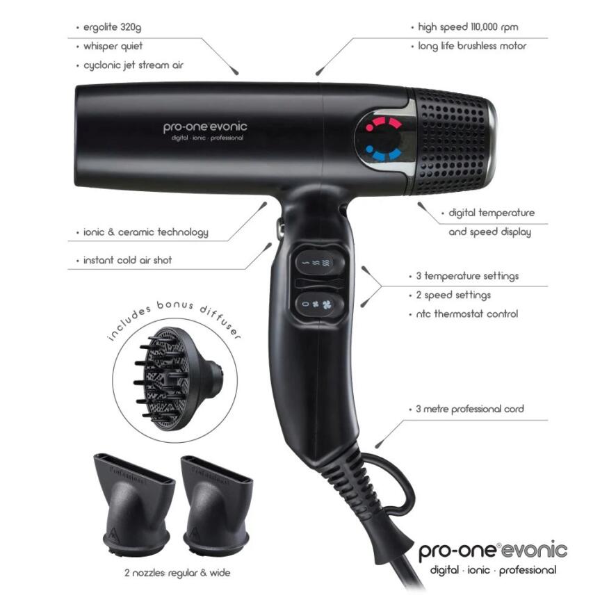 Pro-One Evonic Dryer Black