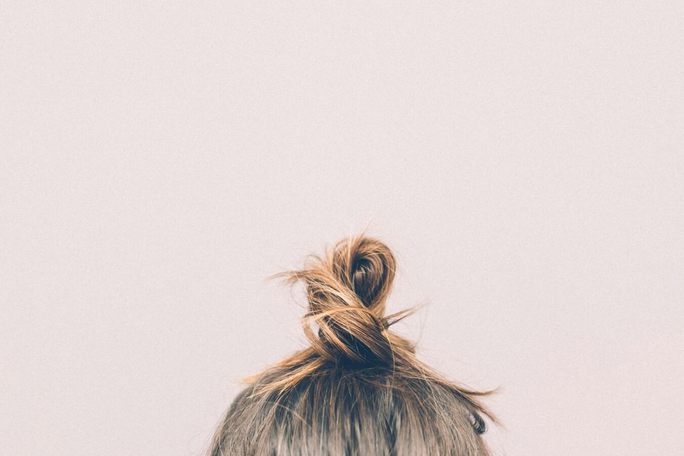 top view of a women's hair bun
