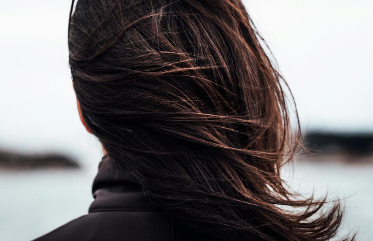 Close up of woman's brown hair