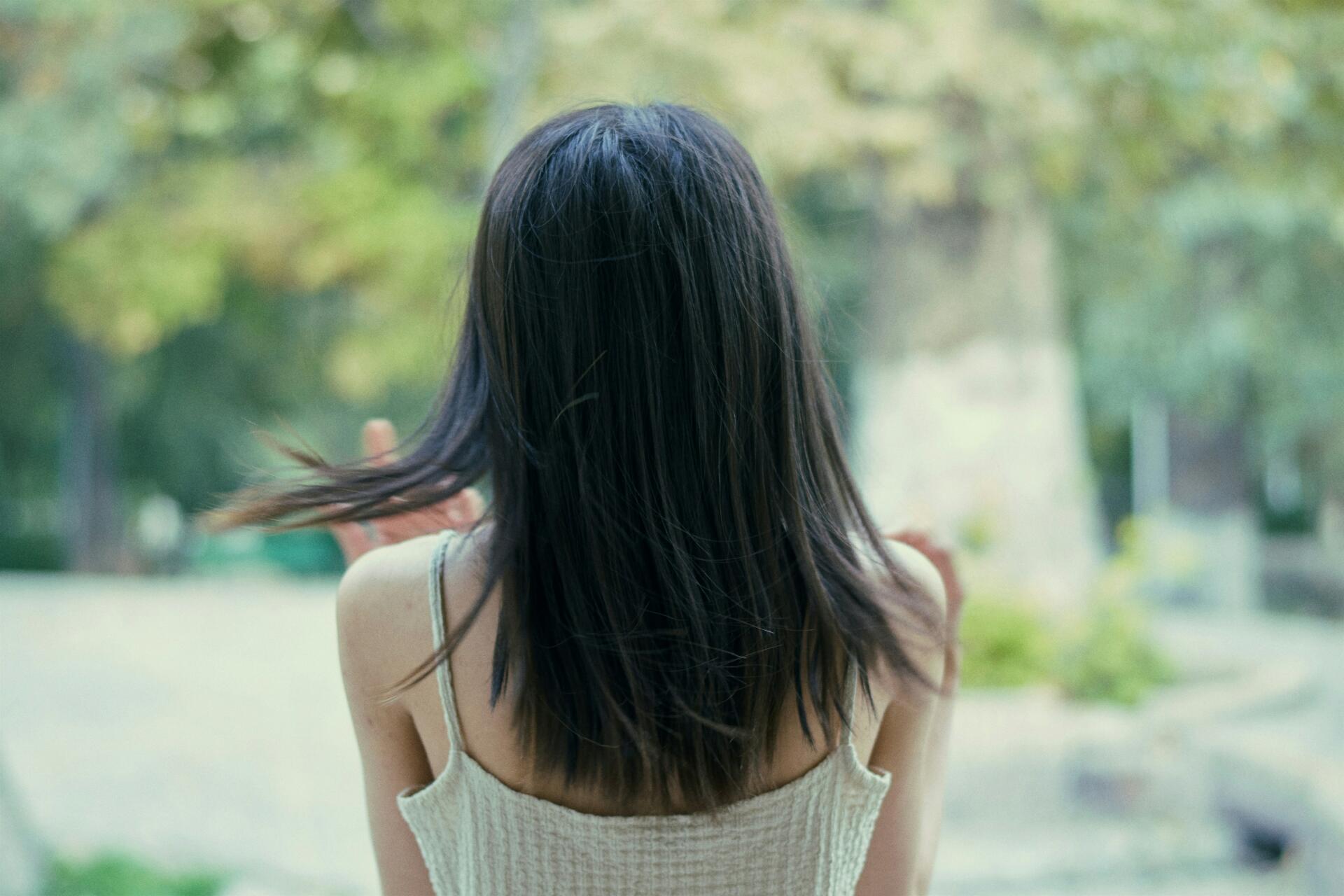 Young woman with dark short hair